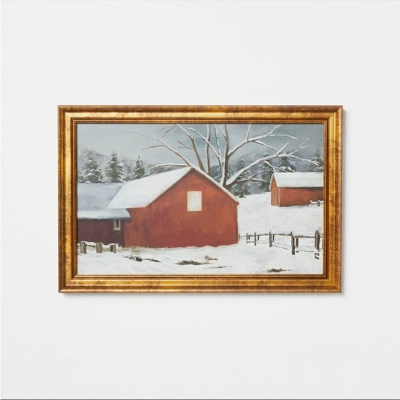 Studio McGee Other - Studio McGee 18" x12" Snow Covered Cottage Framed
Wall Canvas - Threshold